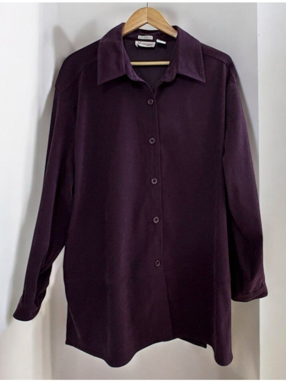 Joanna Plus Purple Button Up Shirt Size 22W Long Sleeve Stretch Layering